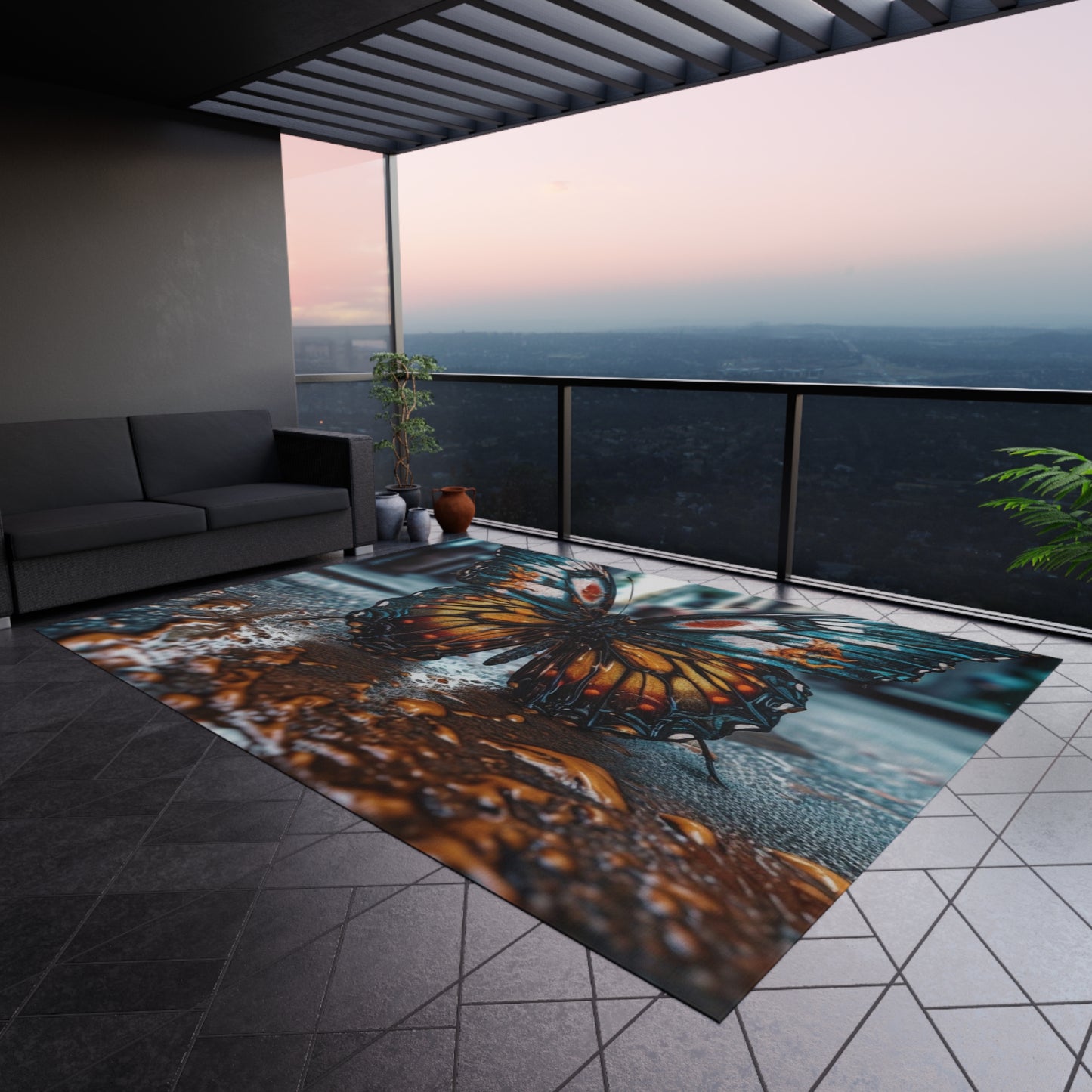 Outdoor Rug  Water Butterfly Street 3