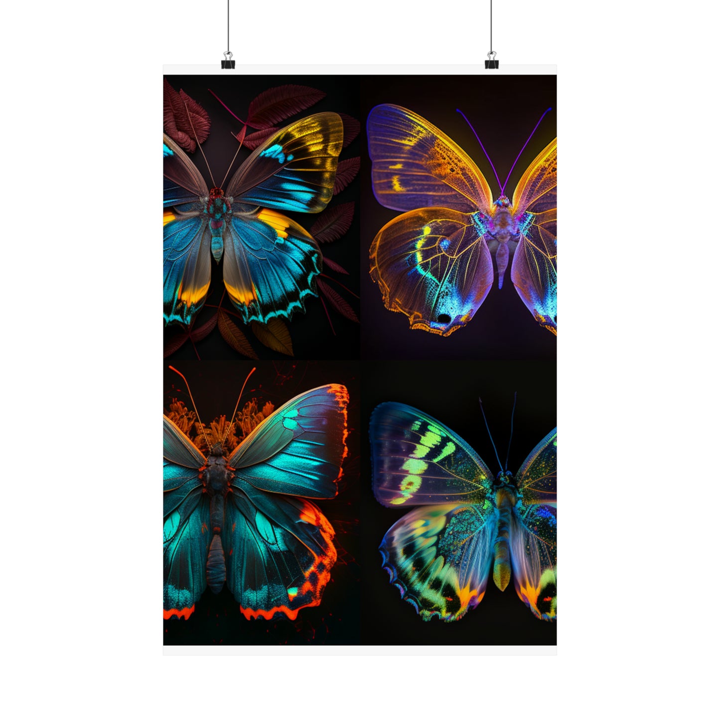 Premium Matte Vertical Posters Neon Butterfly Flair 5