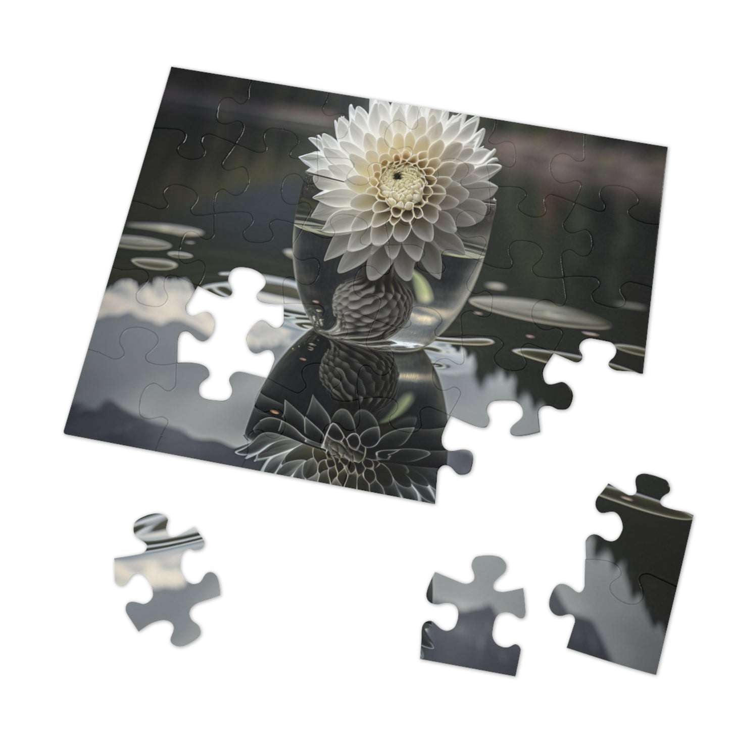 Jigsaw Puzzle (30, 110, 252, 500,1000-Piece) White Dahlia 3