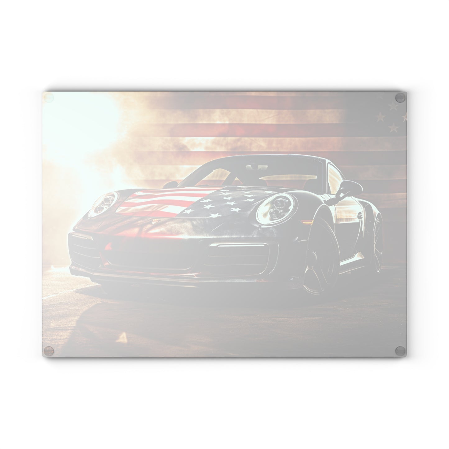 Glass Cutting Board Abstract American Flag Background Porsche 1