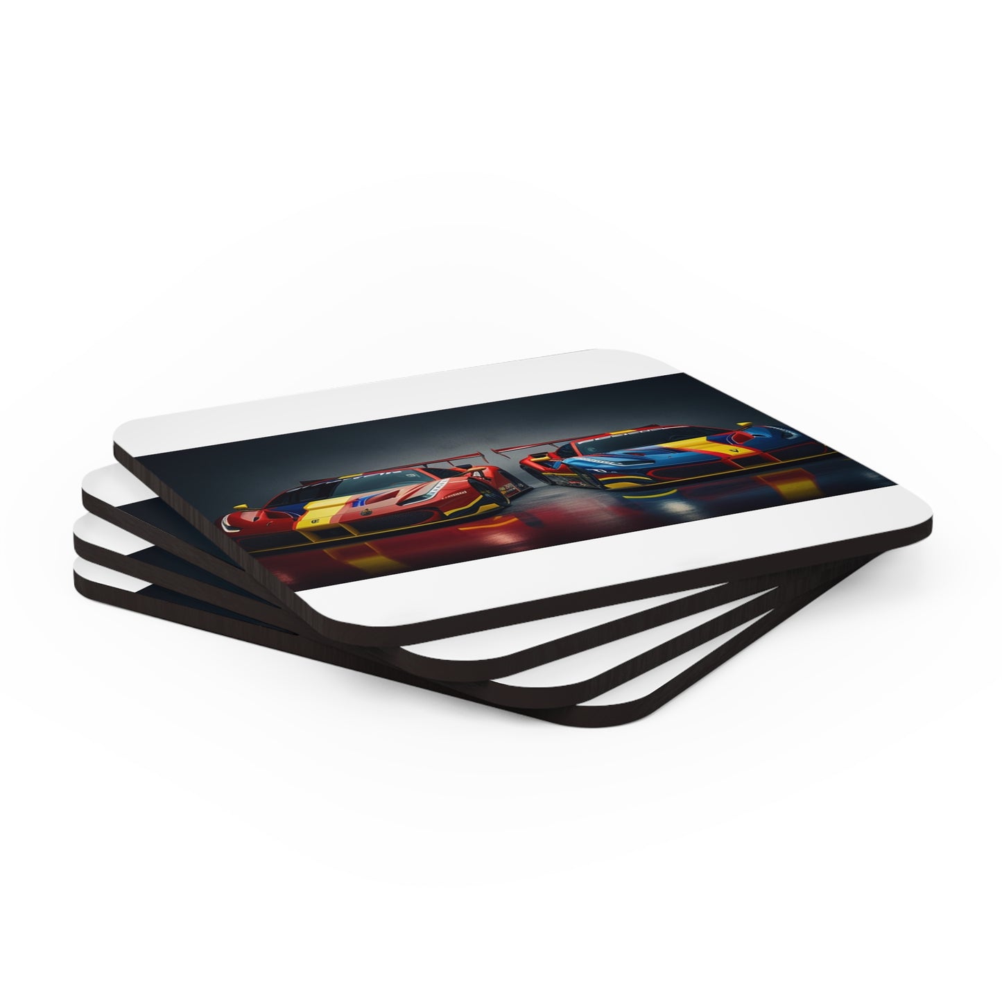 Corkwood Coaster Set Ferrari Red Blue 4