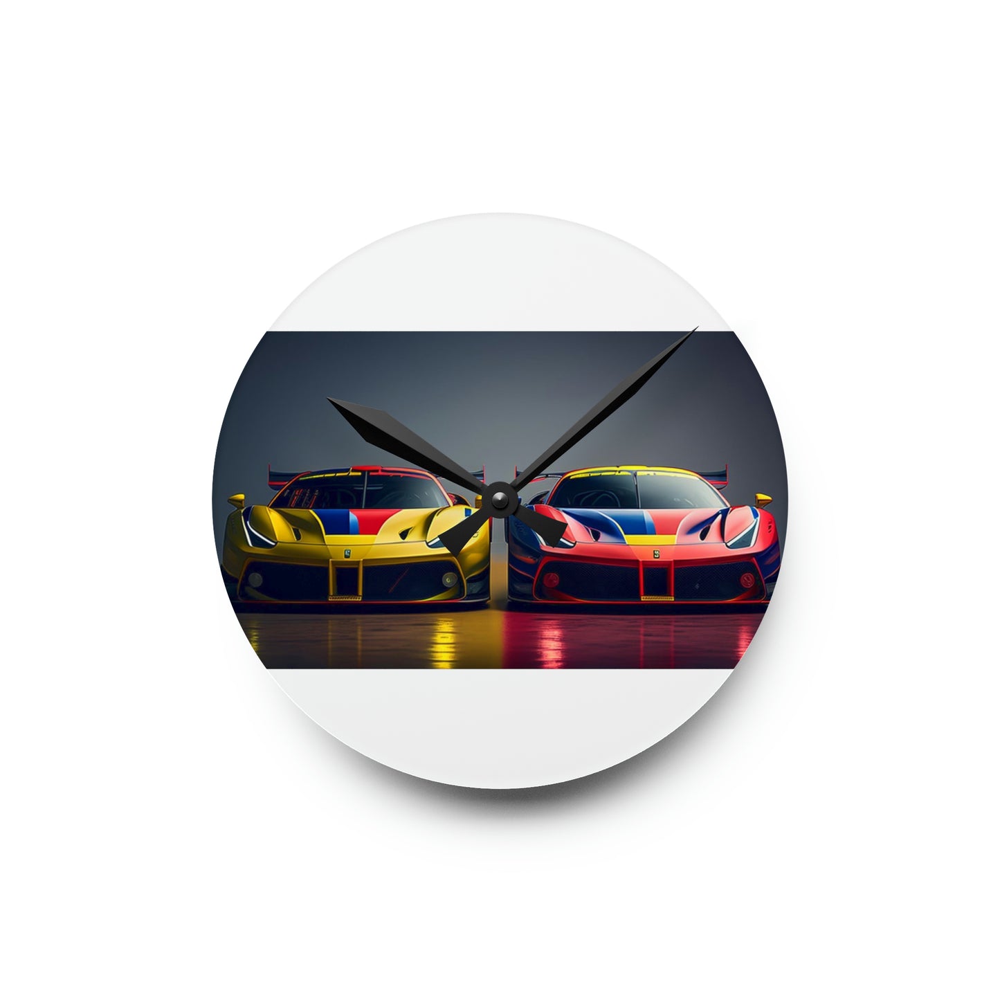 Acrylic Wall Clock Ferrari Red Blue 1