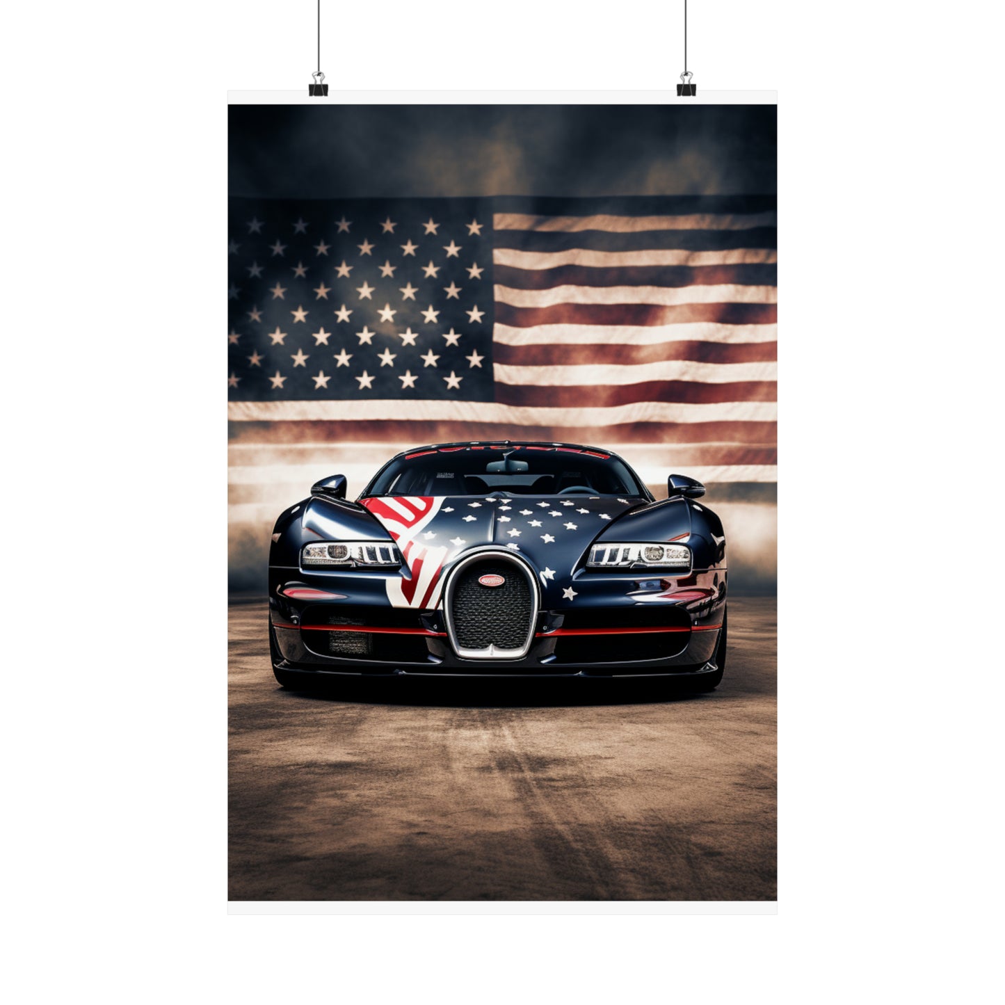 Premium Matte Vertical Posters Bugatti American Flag 2