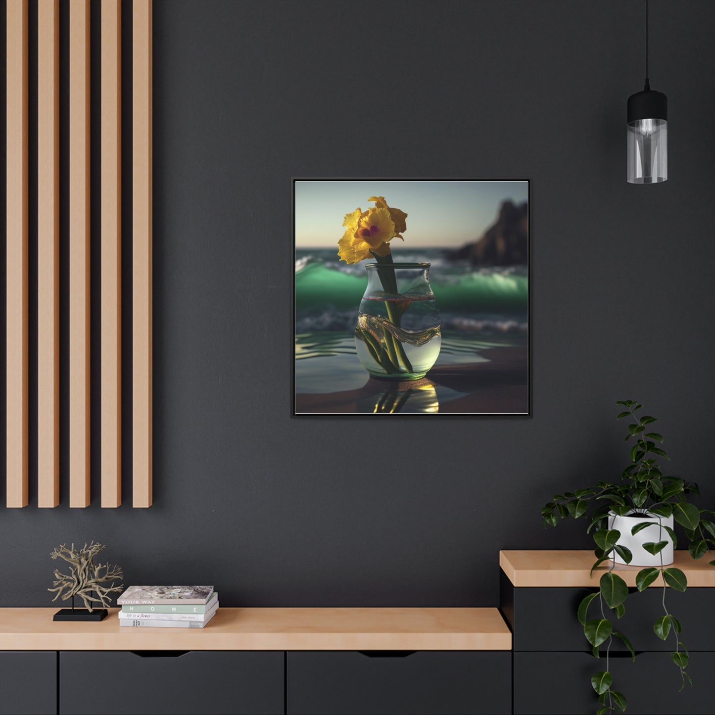 Gallery Canvas Wraps, Square Frame Yellow Gladiolus glass 1