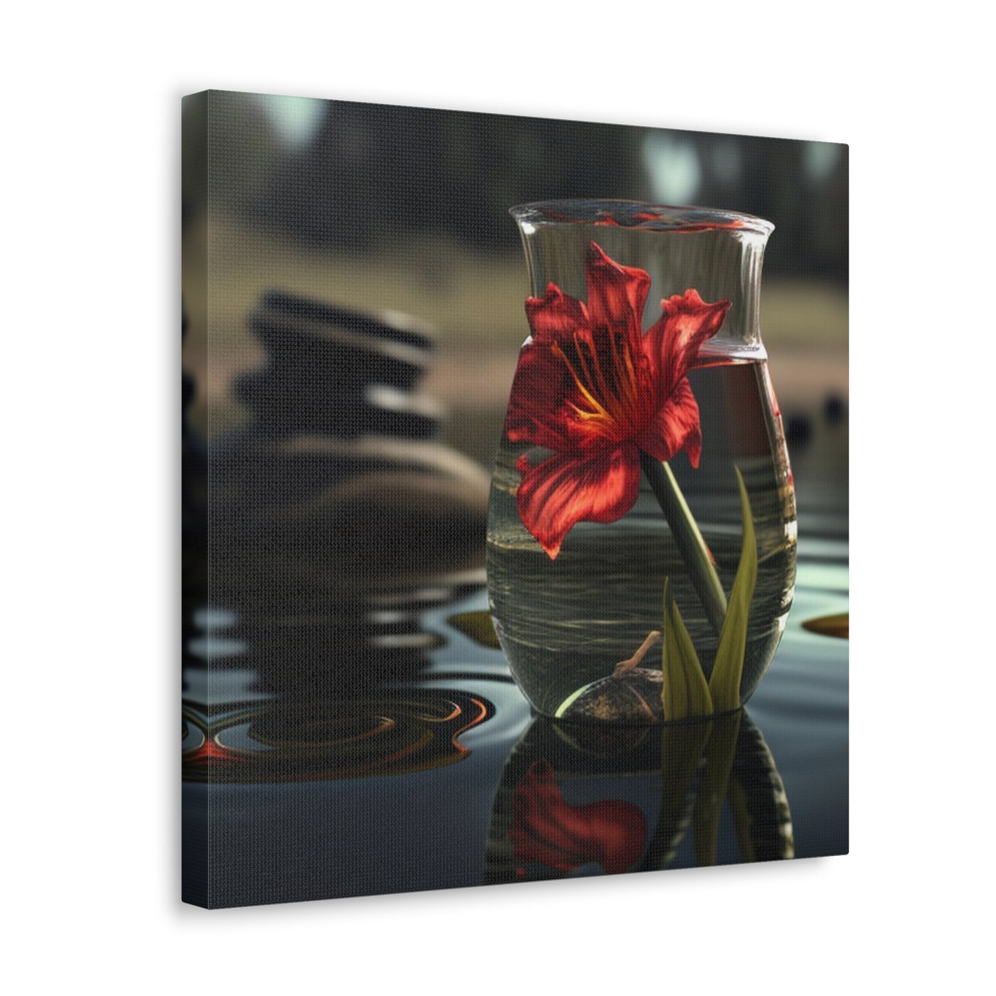 Canvas Gallery Wraps Red Lily in a Glass vase 4