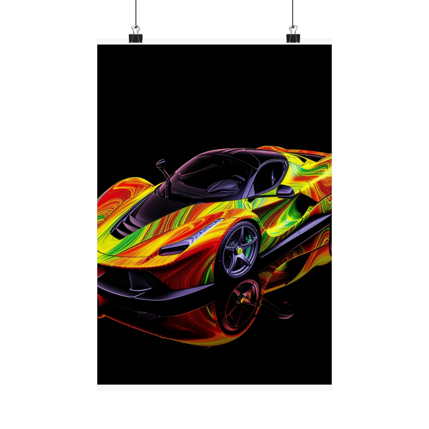 Premium Matte Vertical Posters Ferrari Neon 4