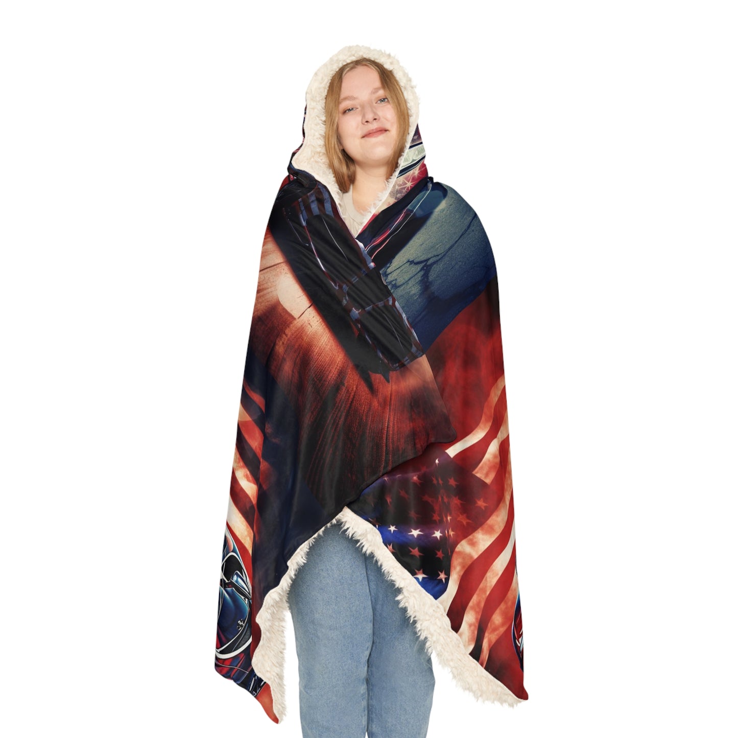 Snuggle Hooded Blanket Abstract American Flag Background Bugatti 5