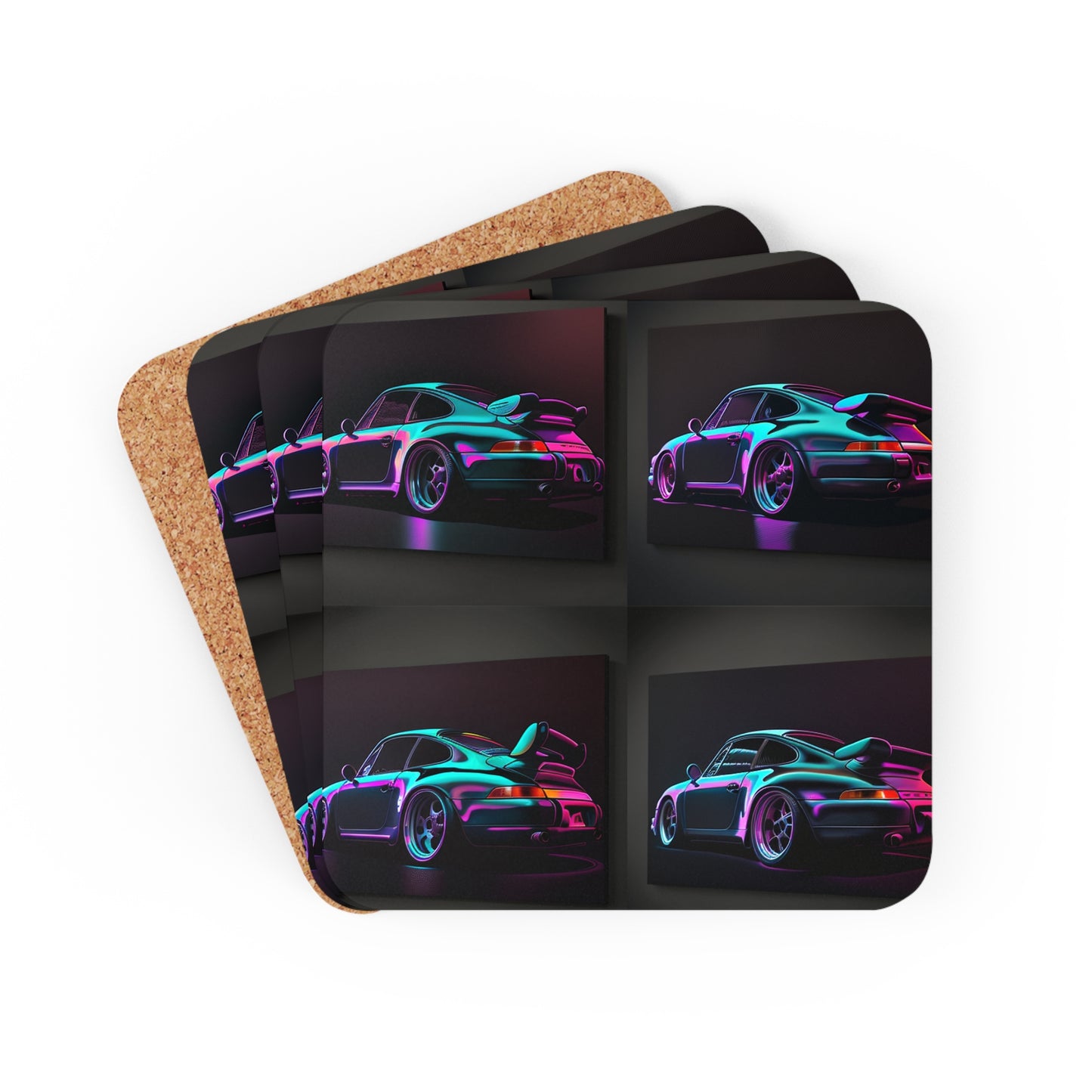 Corkwood Coaster Set Porsche Purple 5