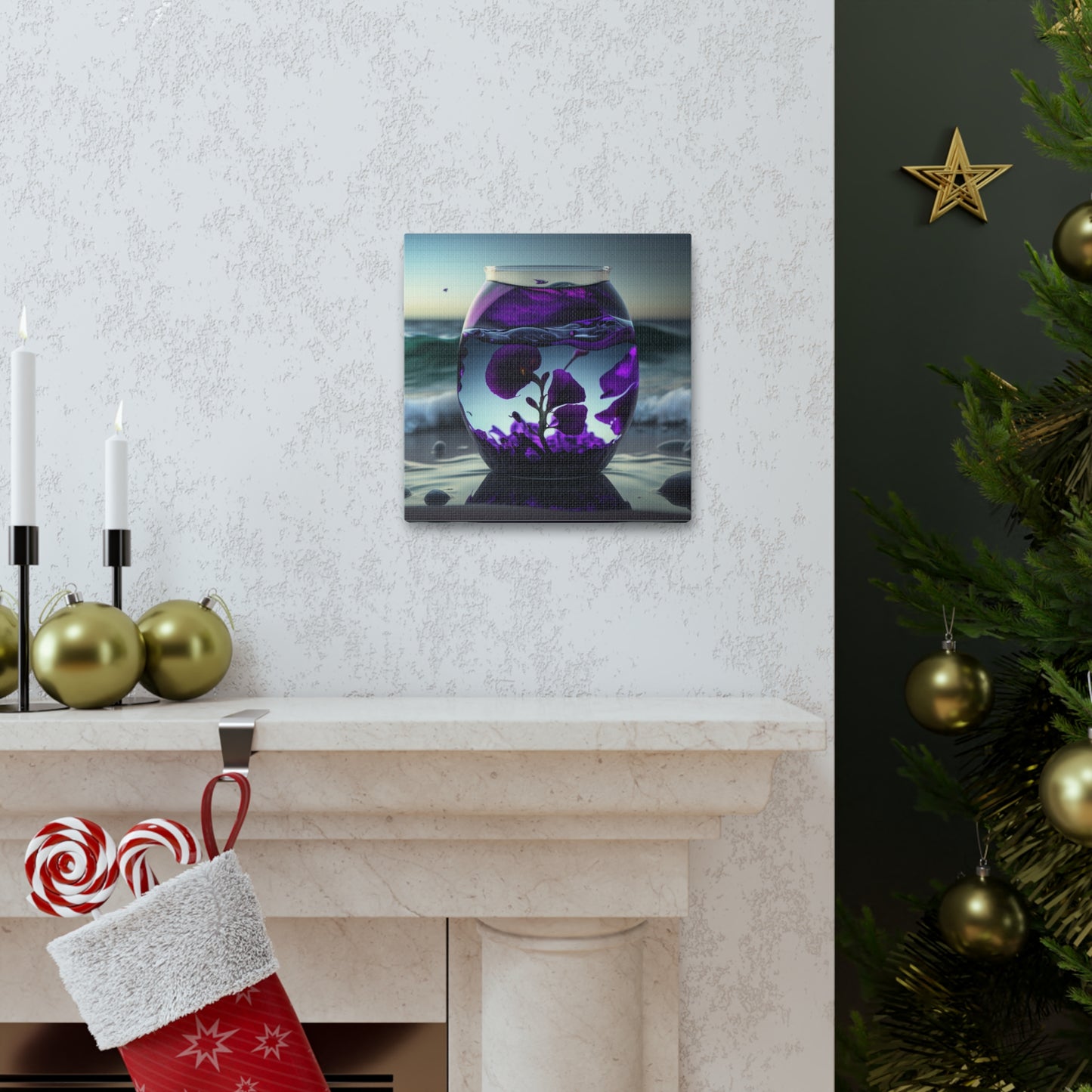 Canvas Gallery Wraps Purple Sweet pea in a vase 4