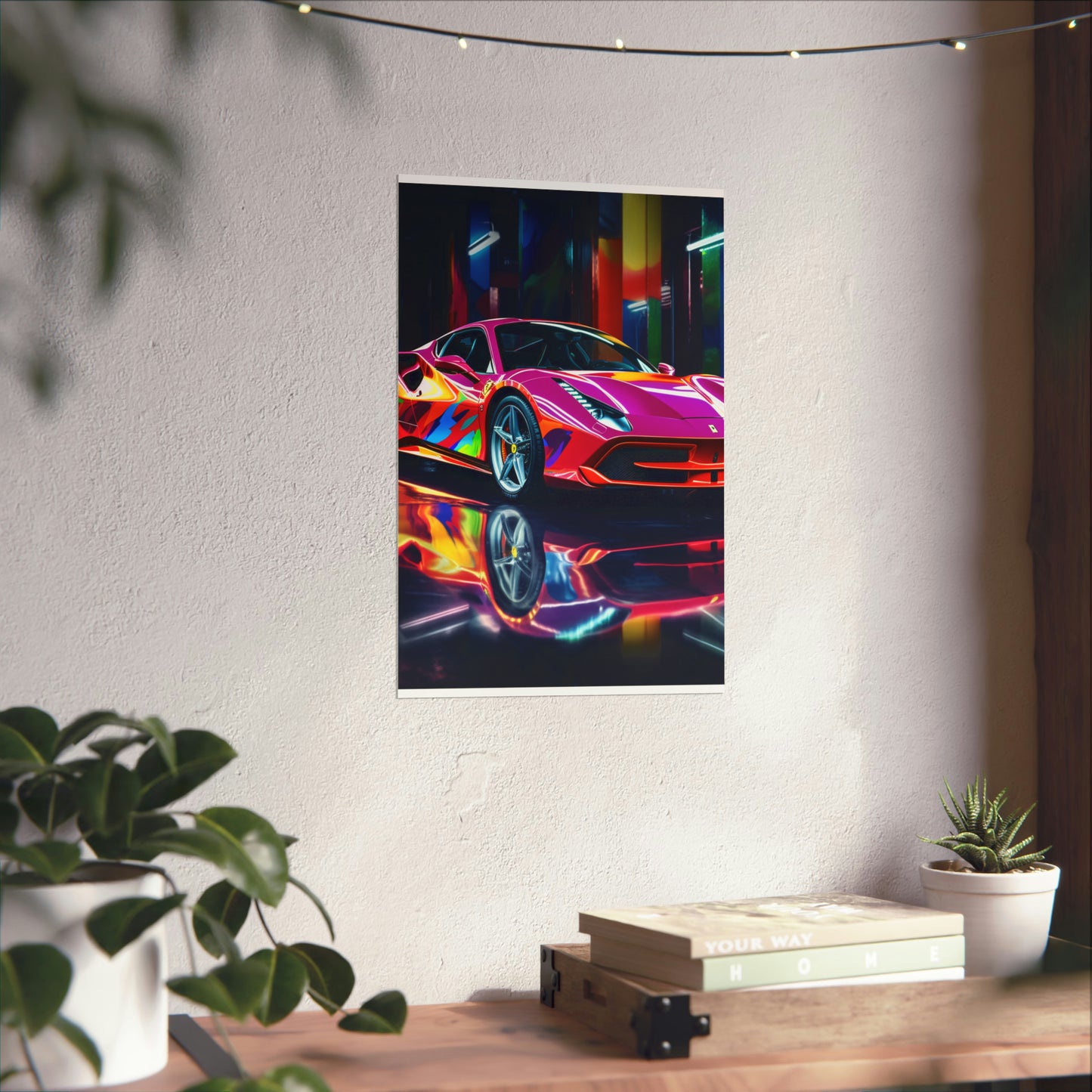 Premium Matte Vertical Posters Pink Macro Ferrari 1