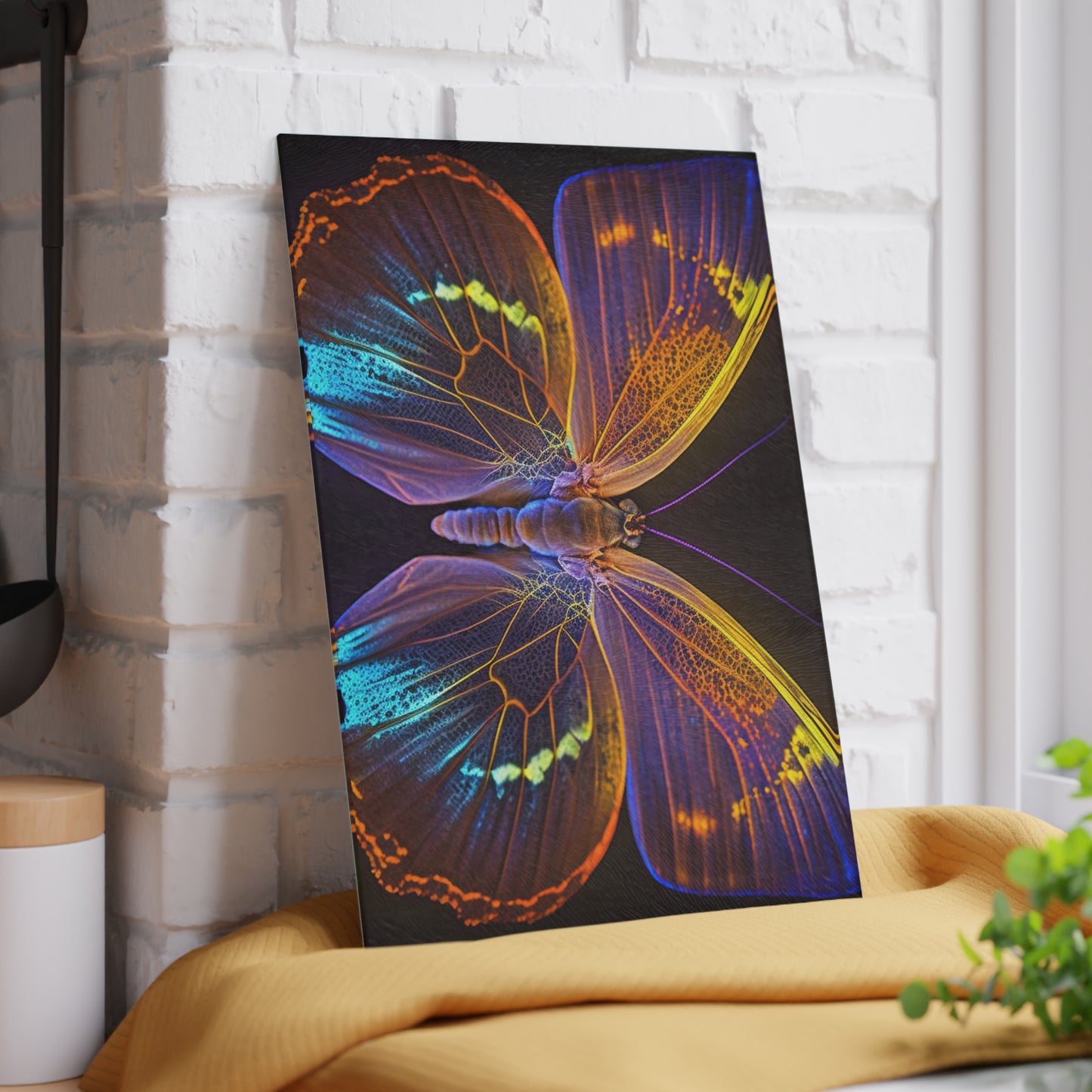 Glass Cutting Board Neon Butterfly Flair 2