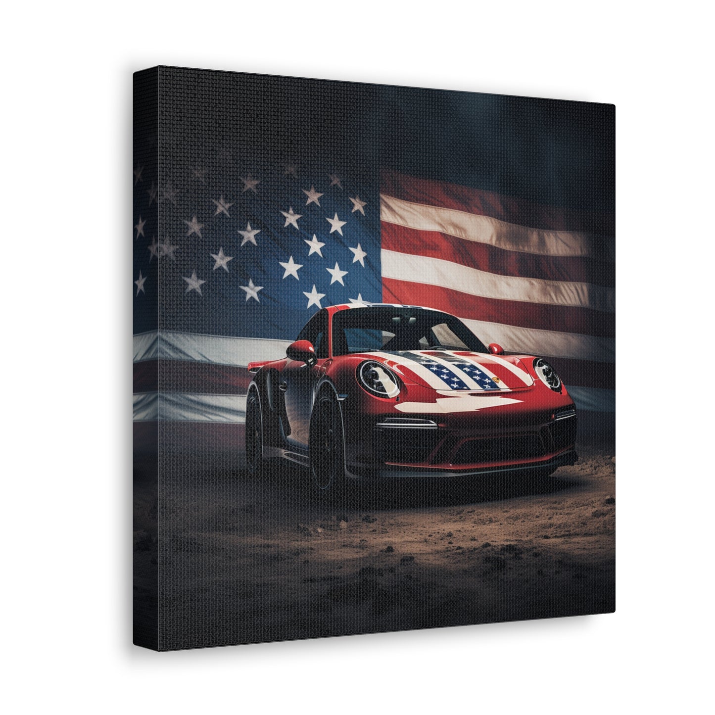 Canvas Gallery Wraps American Flag Background Porsche 3