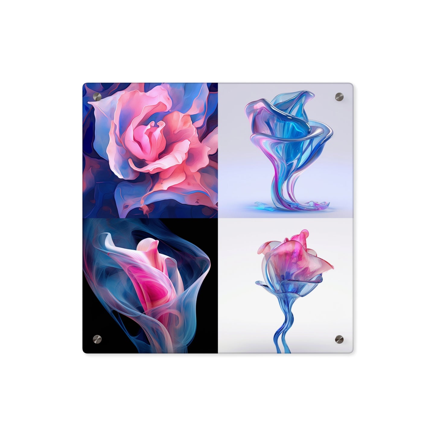 Acrylic Wall Art Panels Pink & Blue Tulip Rose 5