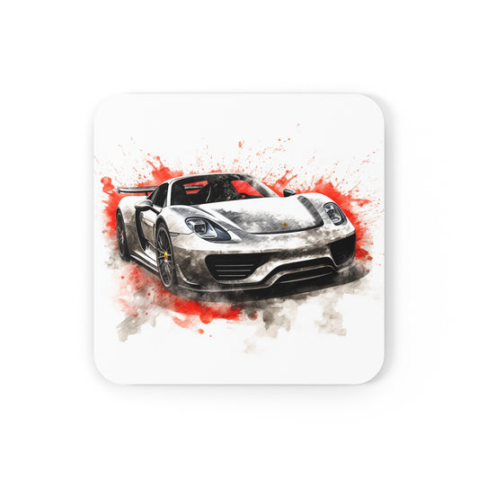 Cork Back Coaster 918 Spyder white background driving fast with water splashing 4