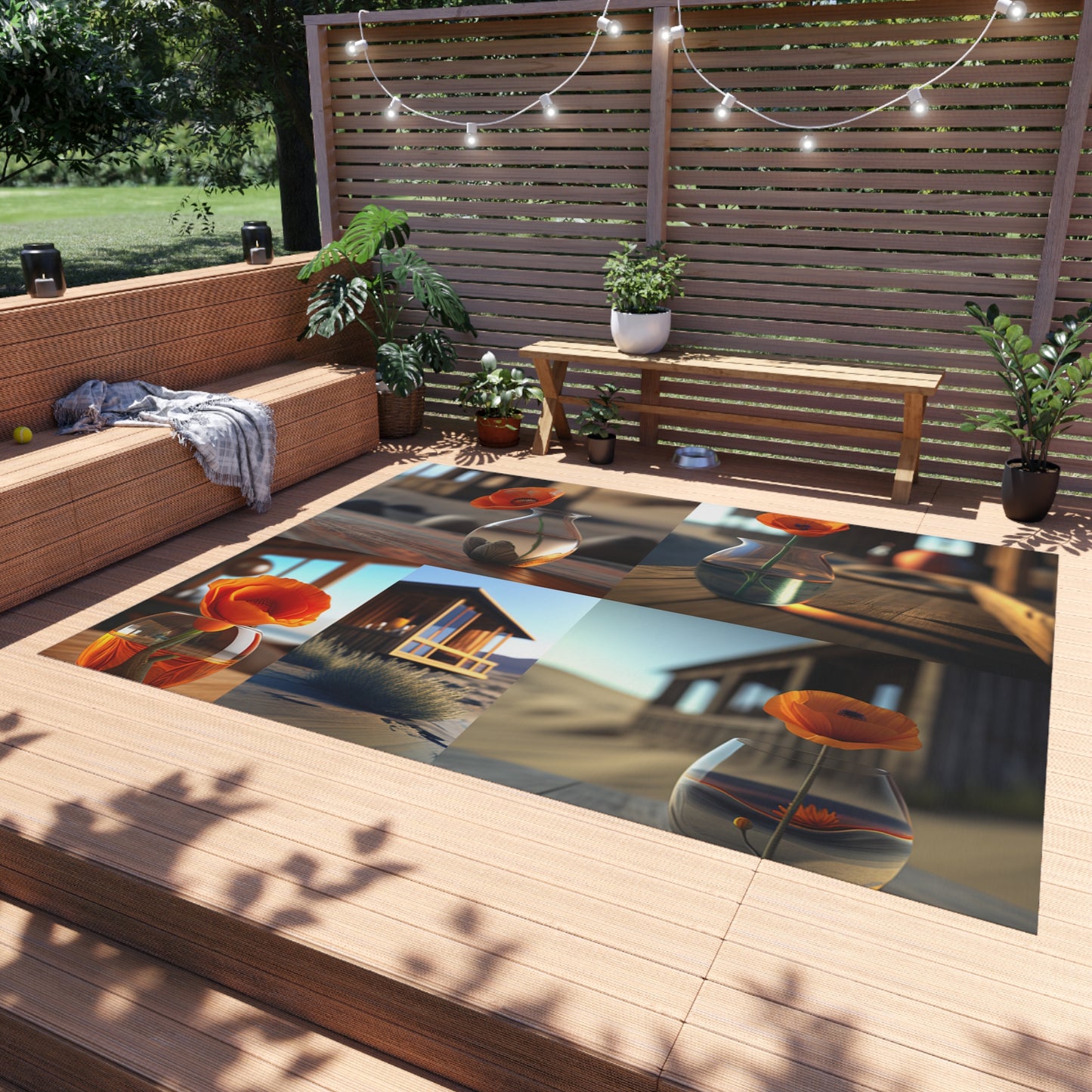 Outdoor Rug  Poppy in a Glass Vase 5