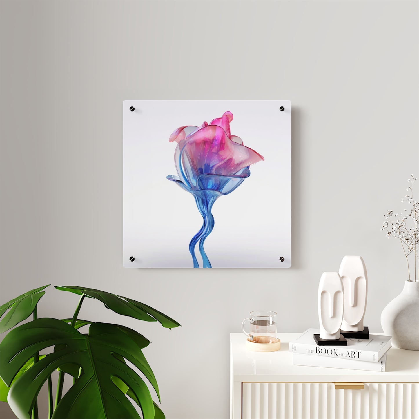 Acrylic Wall Art Panels Pink & Blue Tulip Rose 4