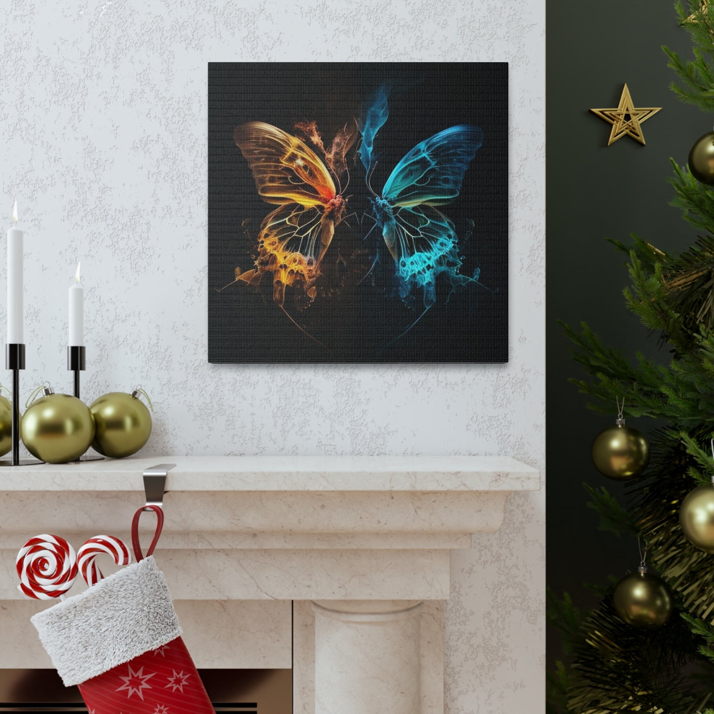 Canvas Gallery Wraps Kiss Neon Butterfly 3