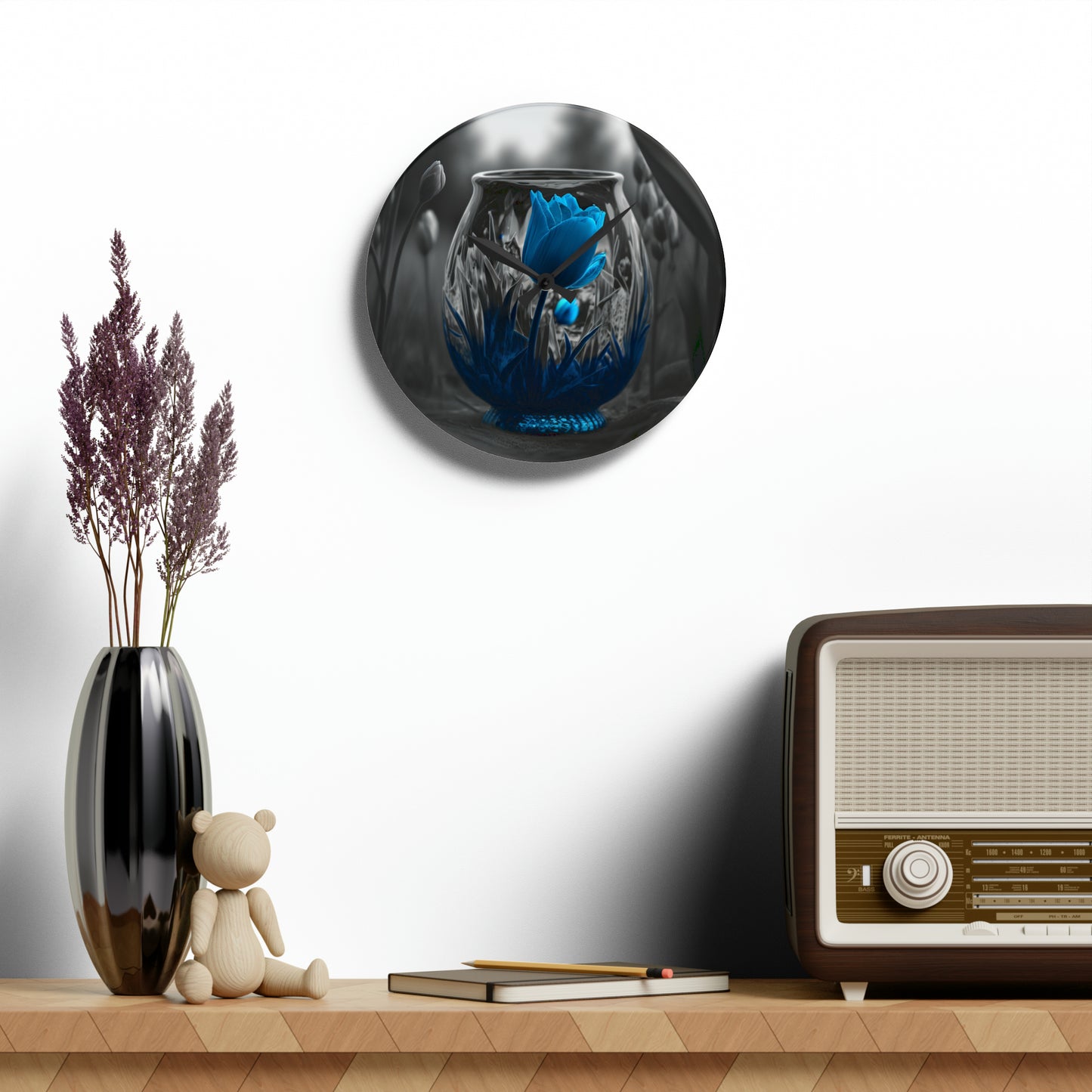 Acrylic Wall Clock Tulip Blue 6