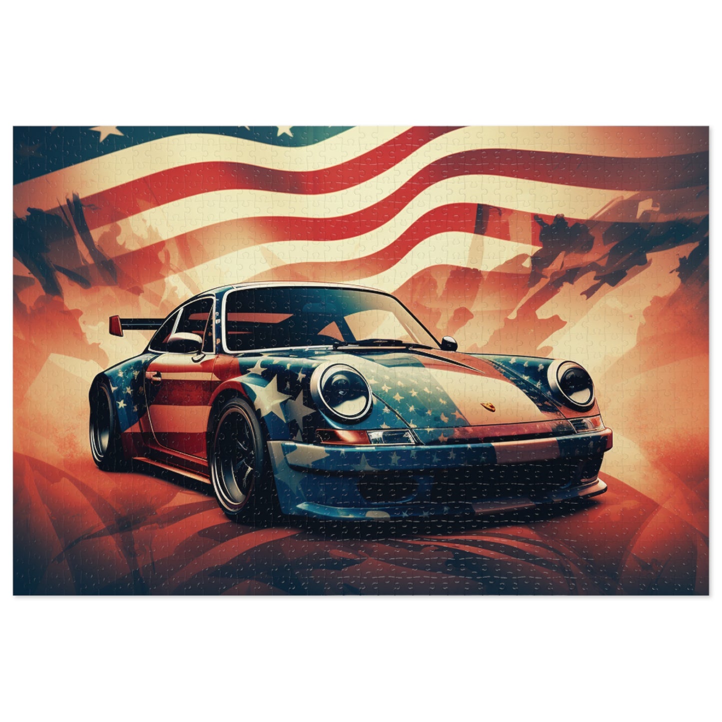 Jigsaw Puzzle (30, 110, 252, 500,1000-Piece) Abstract American Flag Background Porsche 4