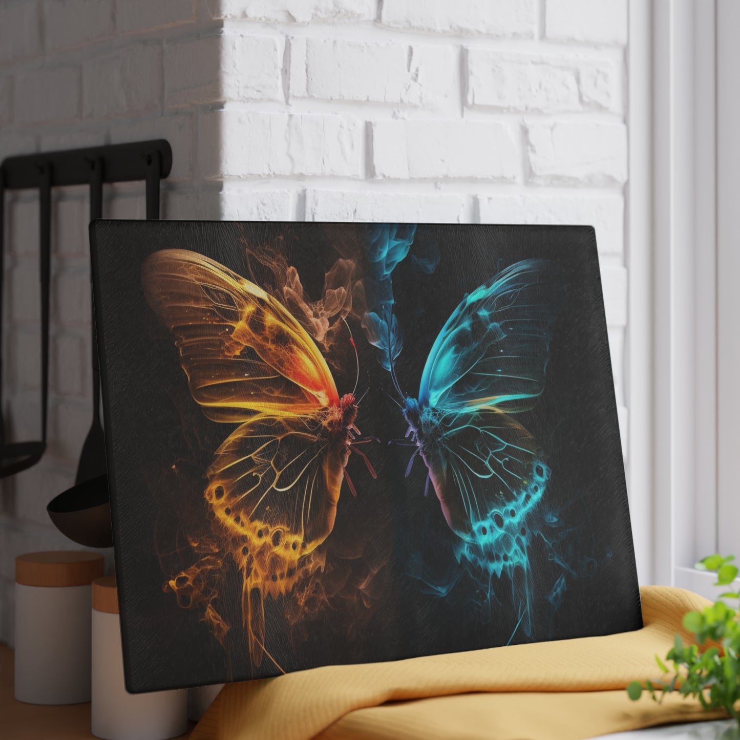 Glass Cutting Board Kiss Neon Butterfly 8