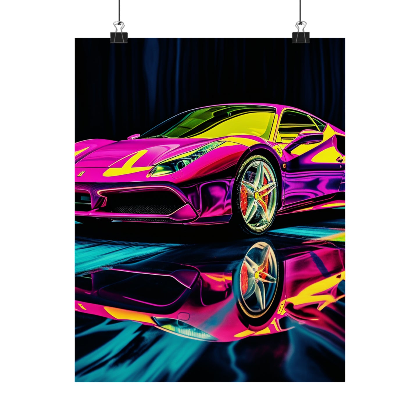 Premium Matte Vertical Posters Pink Ferrari Macro 3