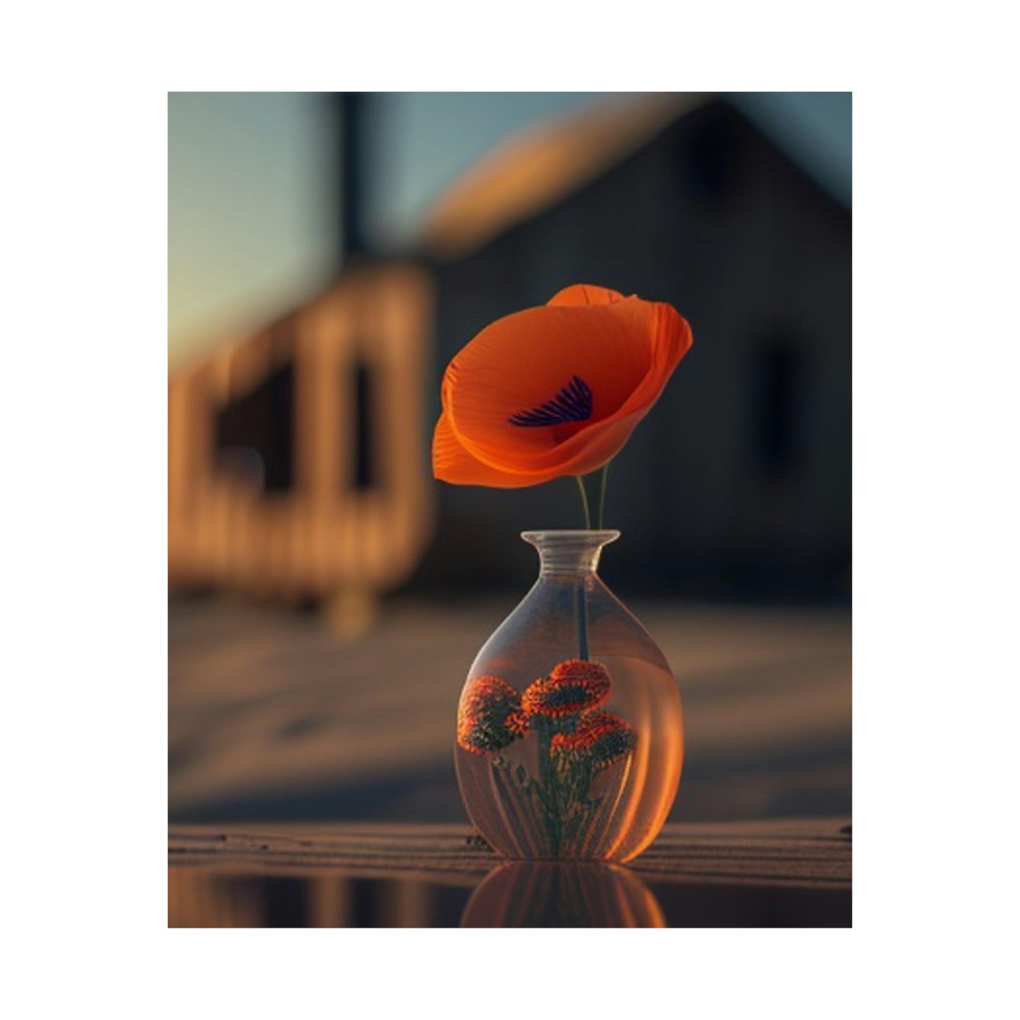 Premium Matte Vertical Posters Orange Poppy in a Vase 3