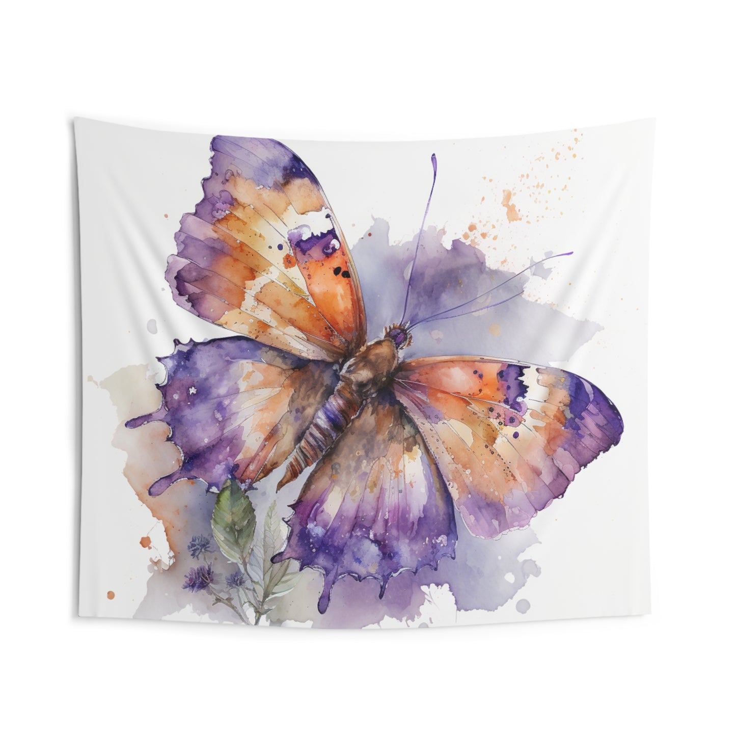 Indoor Wall Tapestries MerlinRose Watercolor Butterfly 1