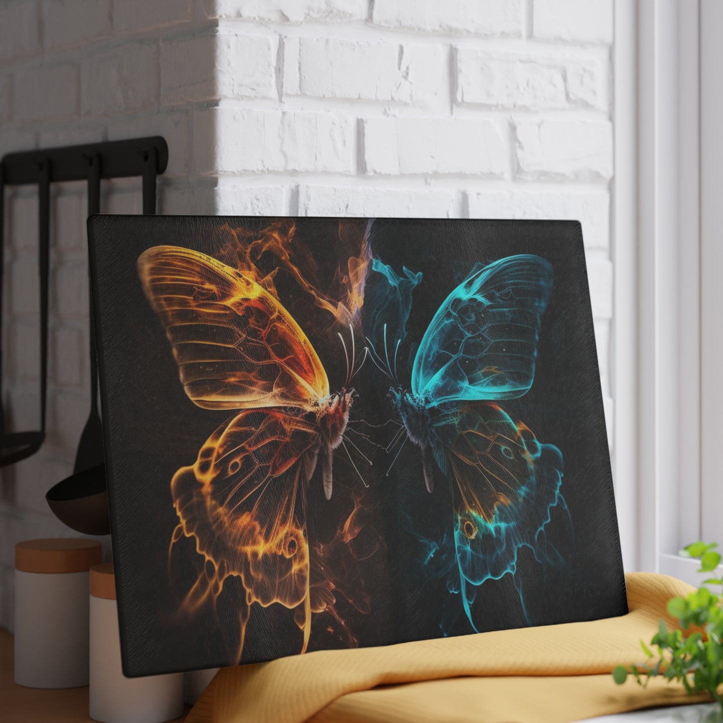 Glass Cutting Board Kiss Neon Butterfly 6