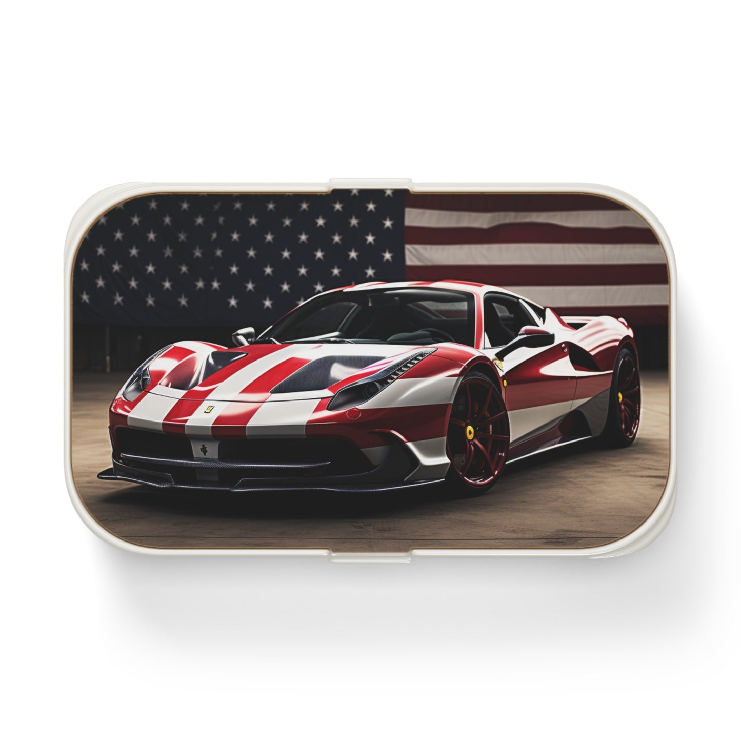 Bento Lunch Box American Flag Background Ferrari 2