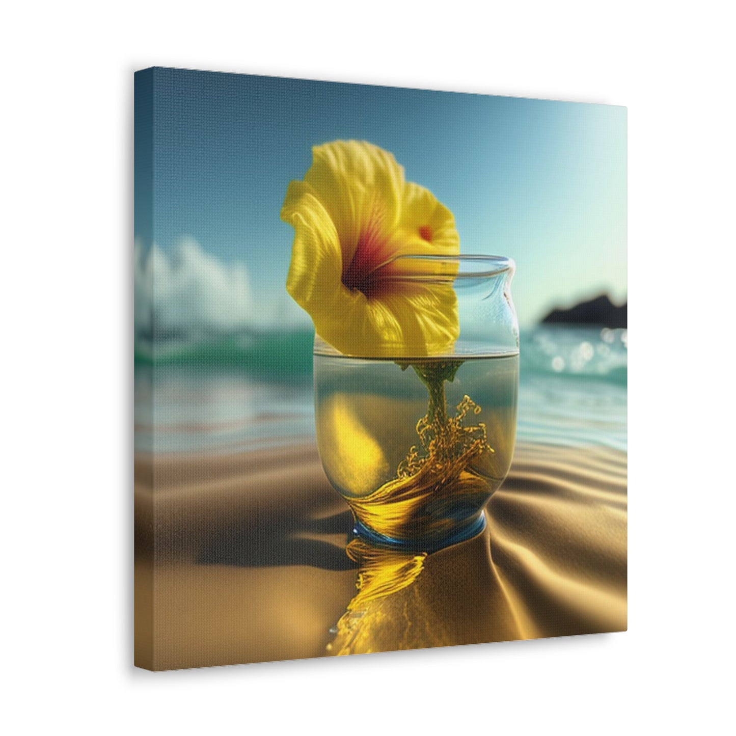 Canvas Gallery Wraps Yellow Hibiscus glass 1