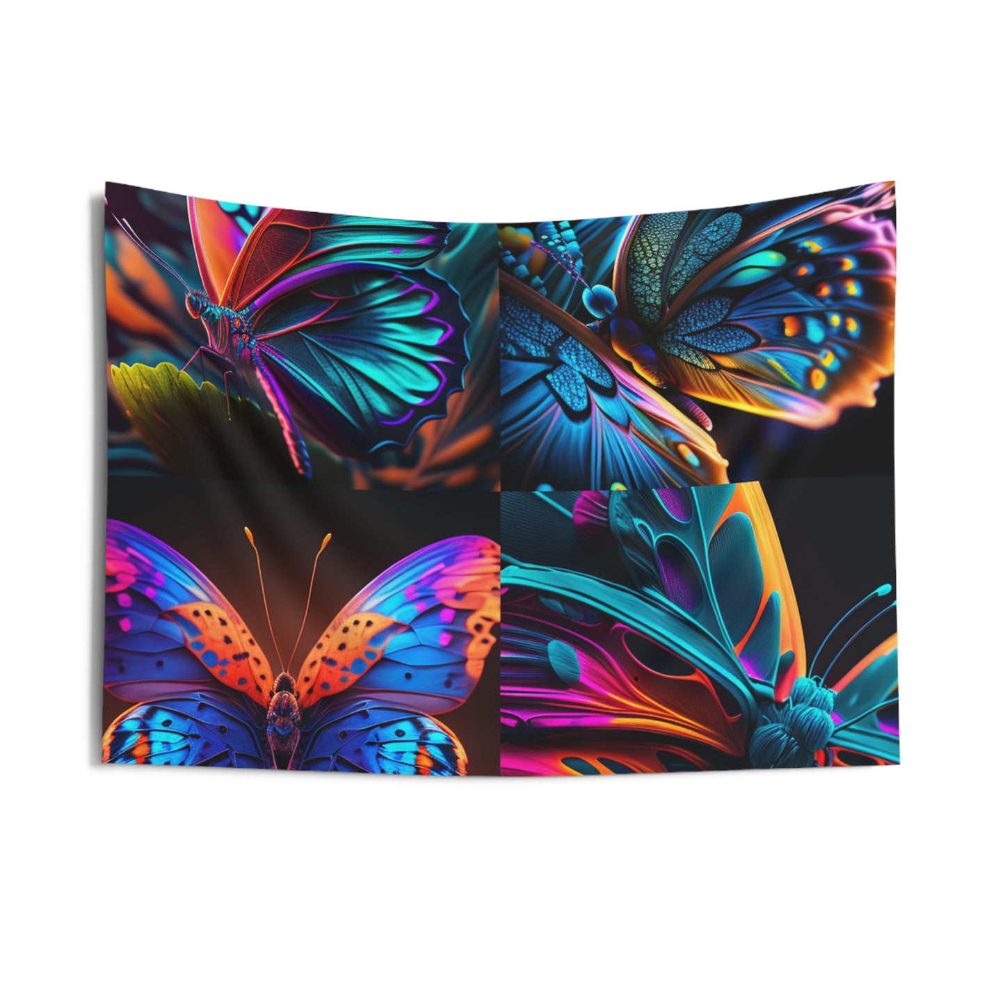 Indoor Wall Tapestries Neon Butterfly Macro 5