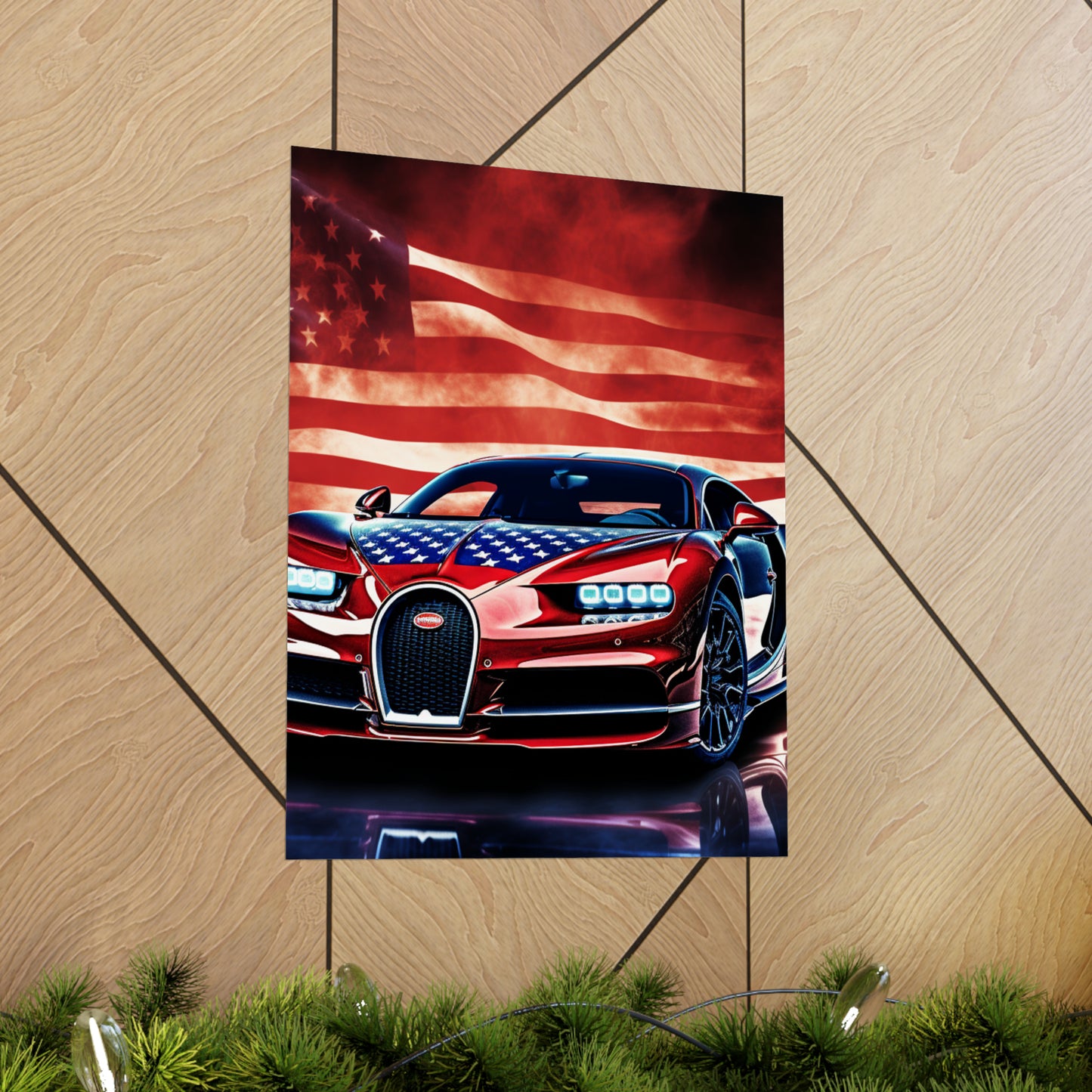 Premium Matte Vertical Posters Abstract American Flag Background Bugatti 3