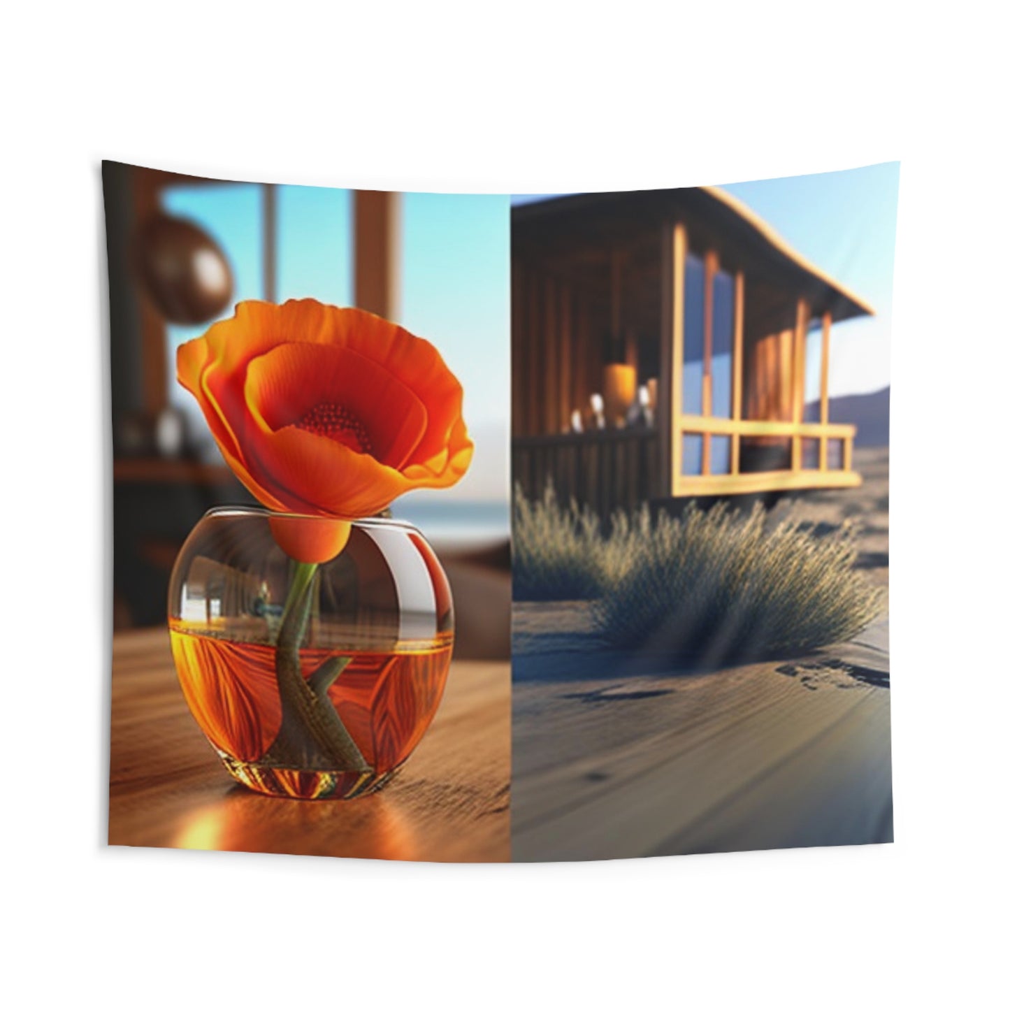 Indoor Wall Tapestries Poppy in a Glass Vase 3