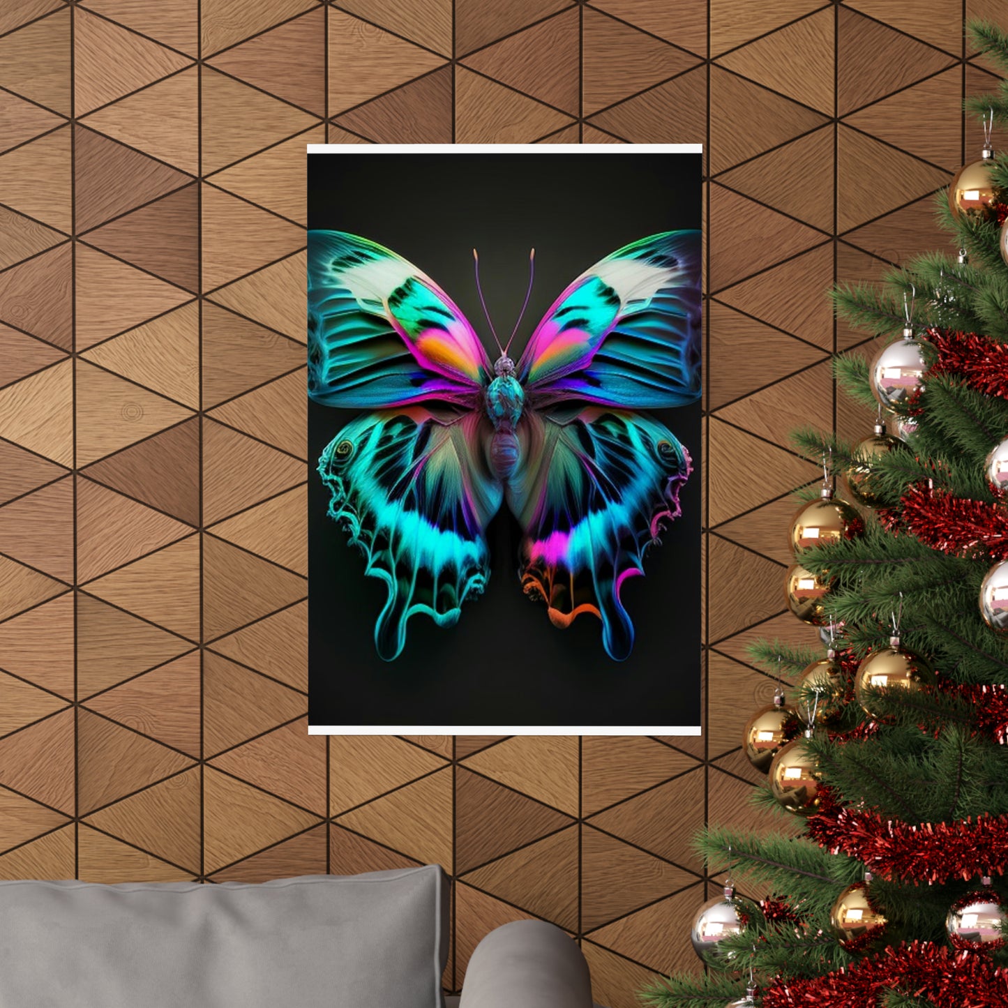 Premium Matte Vertical Posters Neon Butterfly Fusion 4