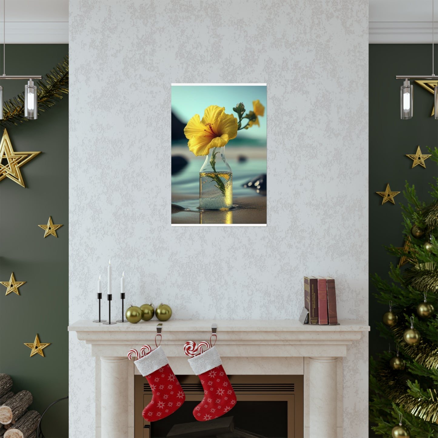 Premium Matte Vertical Posters Yellow Hibiscus glass 3