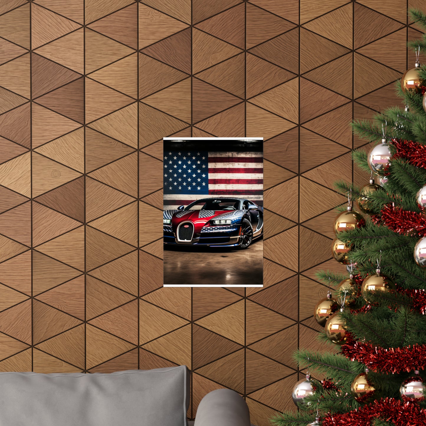 Premium Matte Vertical Posters Bugatti American Flag 1