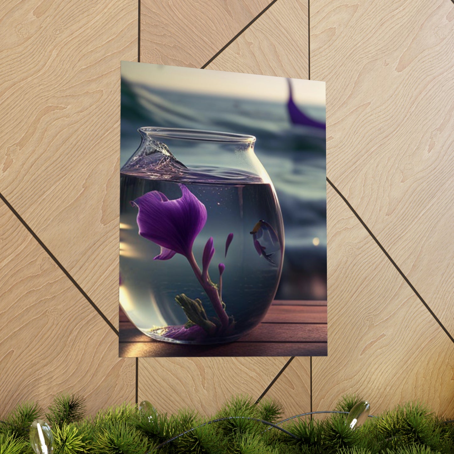 Premium Matte Vertical Posters Purple Sweet pea in a vase 1