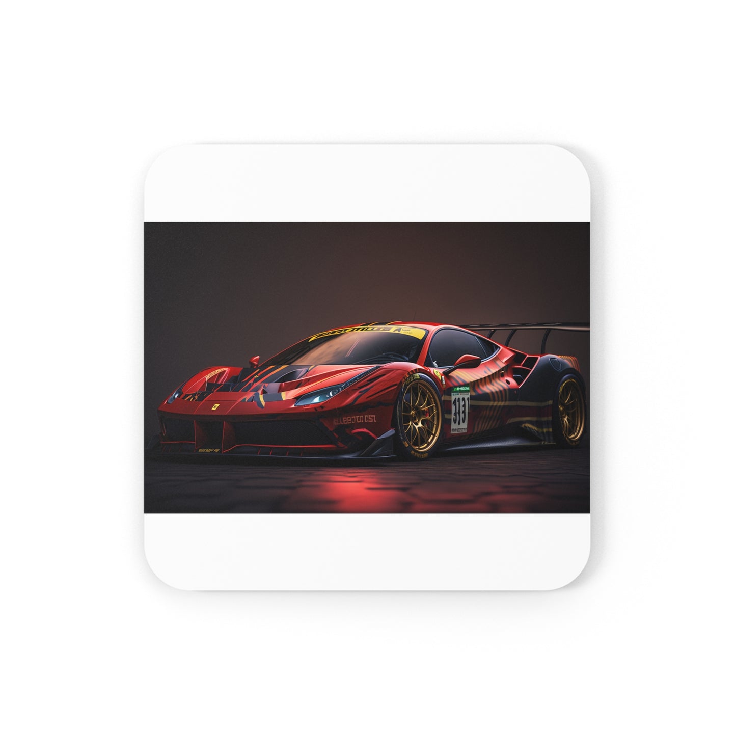 Corkwood Coaster Set Ferrari Red 1