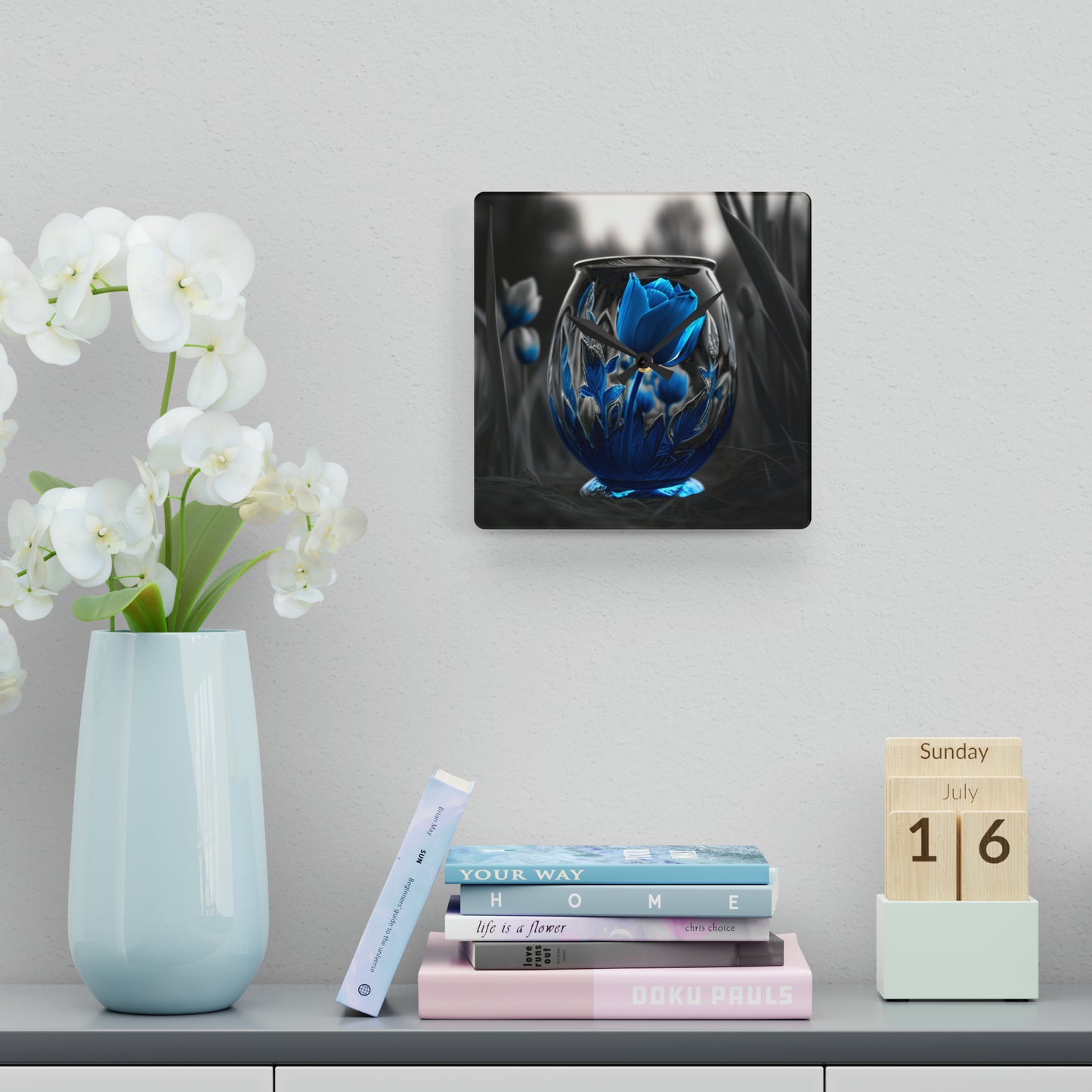 Acrylic Wall Clock Tulip Blue 2