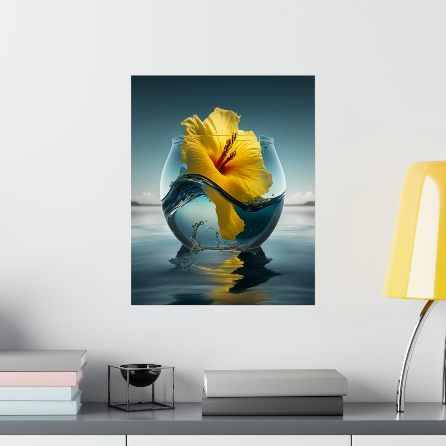 Premium Matte Vertical Posters Yellow Hibiscus glass 4