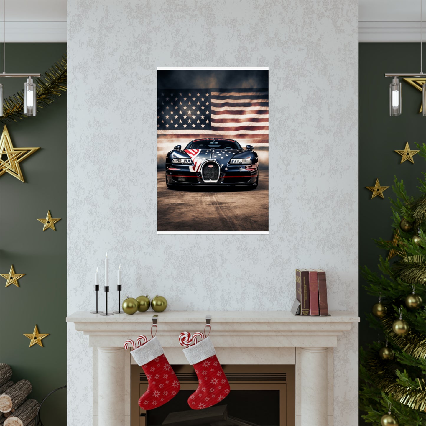 Premium Matte Vertical Posters Bugatti American Flag 2