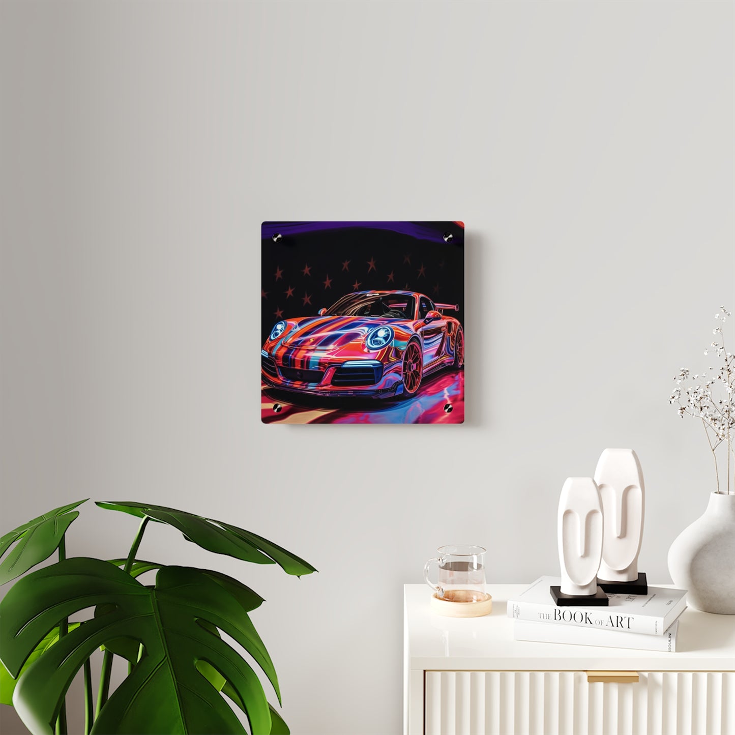 Acrylic Wall Art Panels American Flag Colored Porsche 1