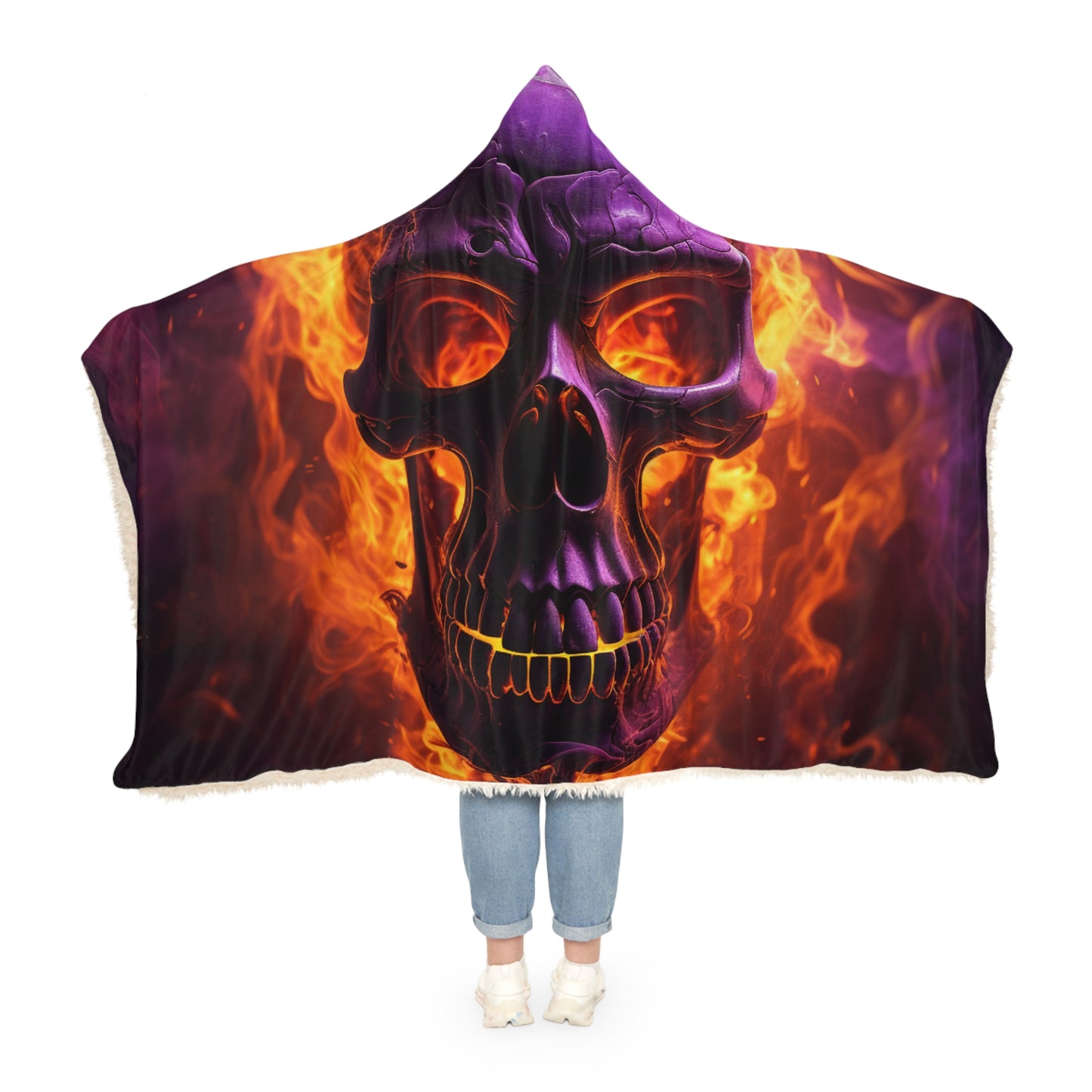 Snuggle Hooded Blanket Skull Flames 3