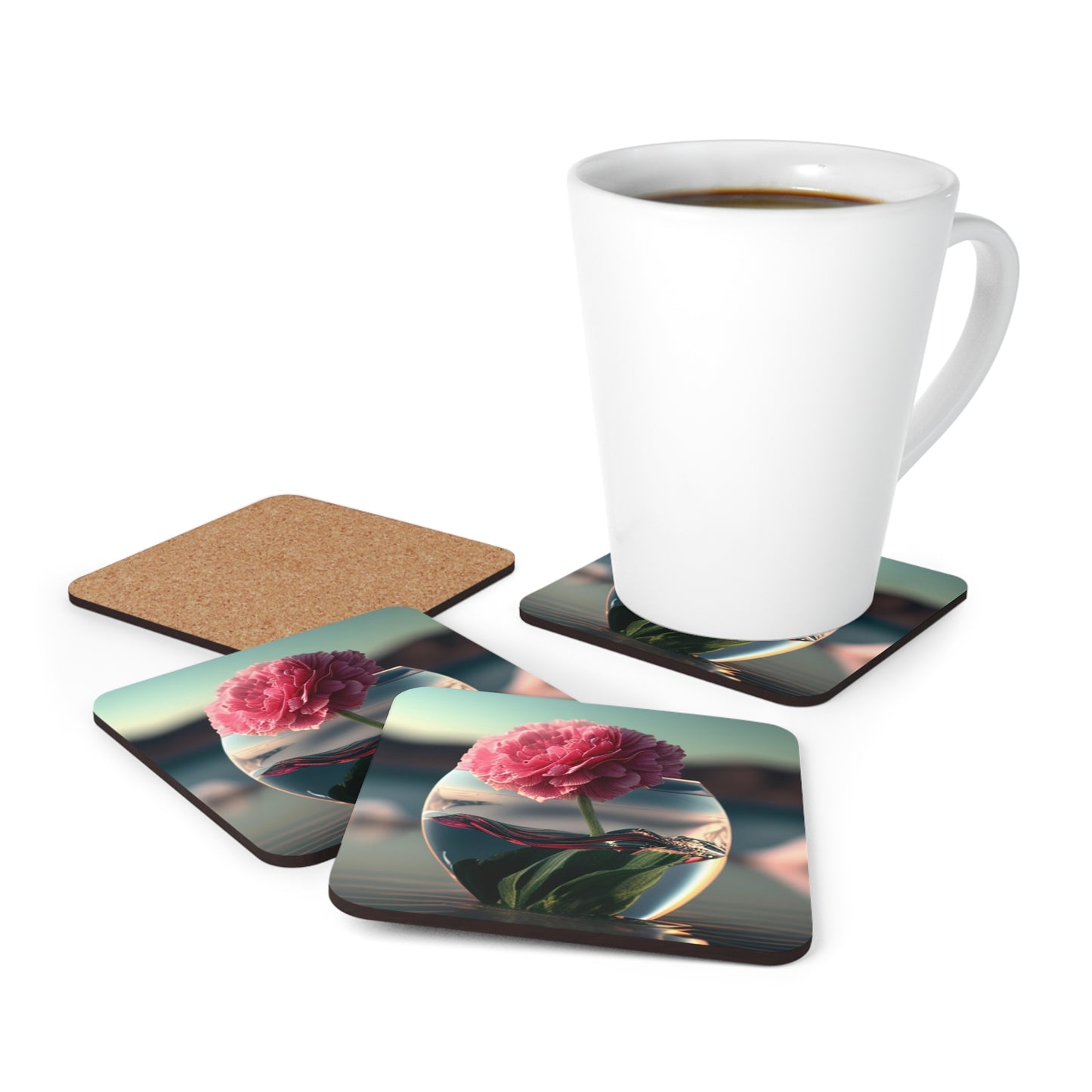 Corkwood Coaster Set Carnation 2