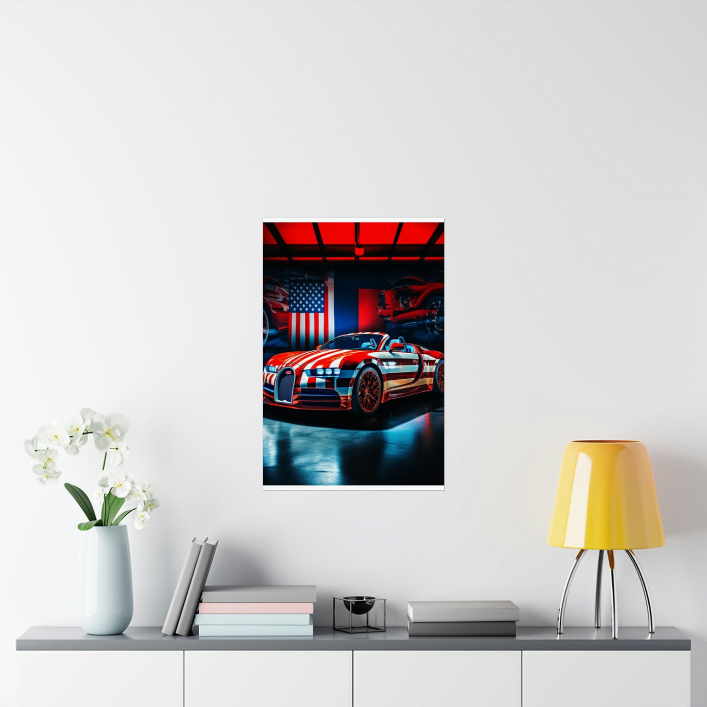 Premium Matte Vertical Posters Macro Bugatti American Flag 2