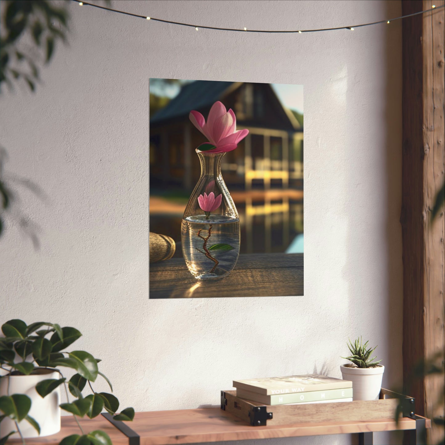 Premium Matte Vertical Posters Magnolia in a Glass vase 4