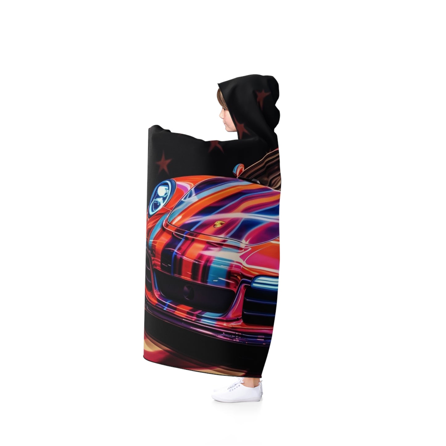 Hooded Blanket American Flag Colored Porsche 4