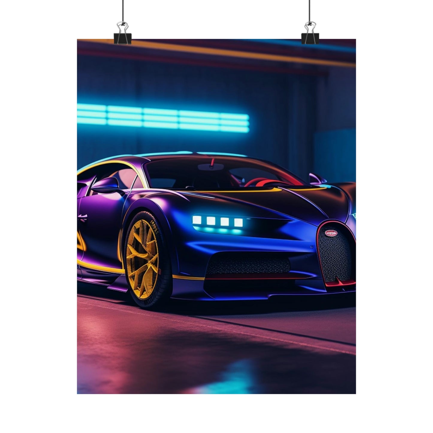 Premium Matte Vertical Posters Hyper Bugatti Neon Chiron 4