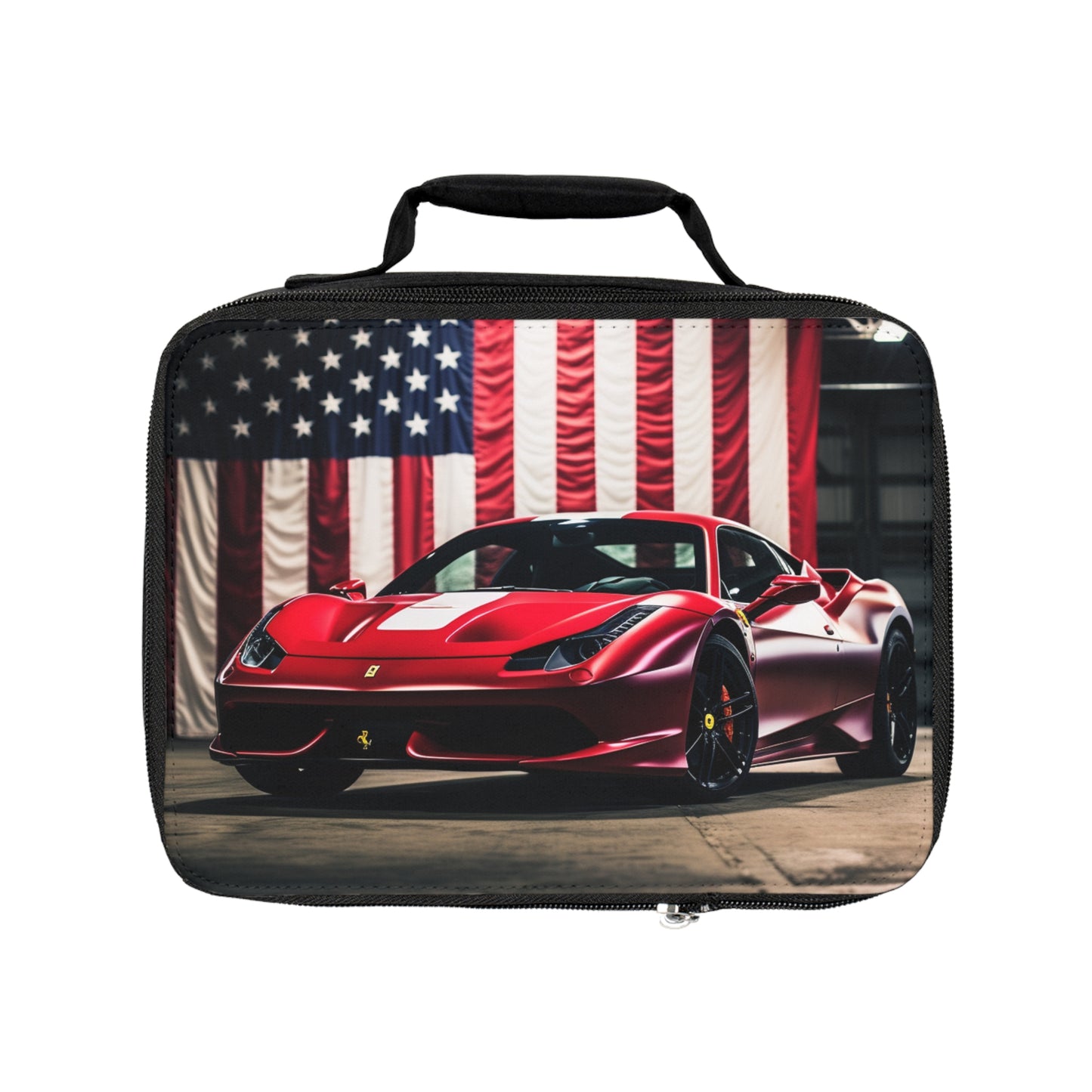 Lunch Bag American Flag Background Ferrari 3
