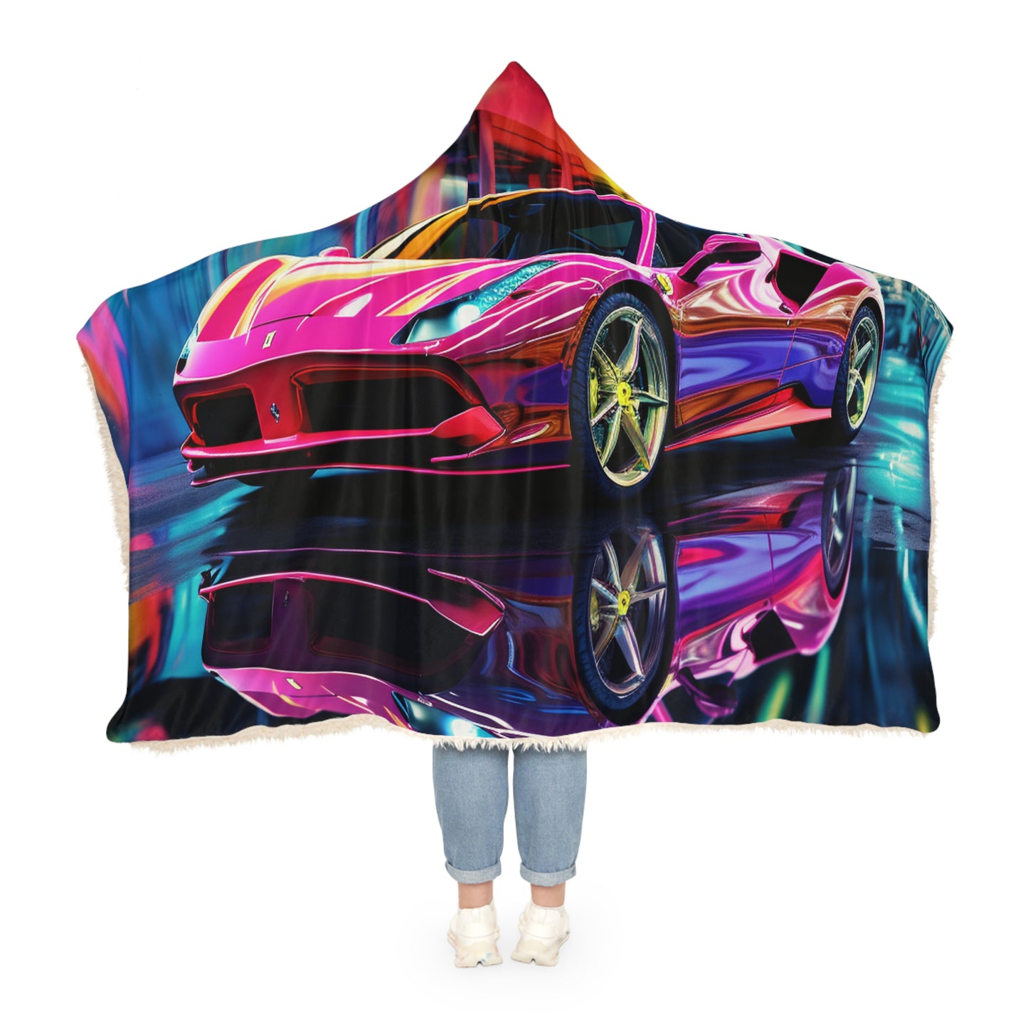 Snuggle Hooded Blanket Pink Macro Ferrari 4